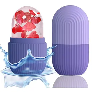 Diy Cubo de gelo anti-idade para massagem facial, dispositivo de beleza com bolinhas de brilho, rolo de gelo para rosto, refrigerador e massagem facial