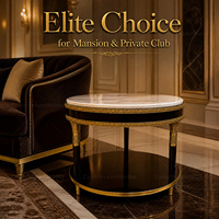 Table d'appoint ronde de luxe royale française en cuivre avec plateau en marbre et bois massif pour coin de salon de villa