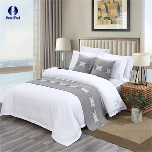 Biểu Tượng Tùy Chỉnh 100% Bông Bộ Đồ Giường Khách Sạn Thiết Lập Trắng Nước Sóng Thiết Kế 3Cm Sọc Đồng Bằng Tấm Ga Giường Gối Bìa Khách Sạn Sang Trọng - Product Image 6