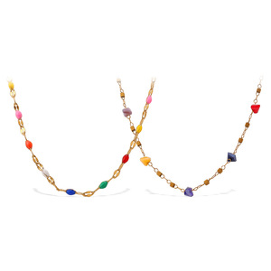 Collar de Cristal para Mujer, Chapado en Oro de 18K, Acero Inoxidable, Forma de Corazón, Piedra Natural Irregular, Cadena para Clavícula de Uso Diario - Product Image 5