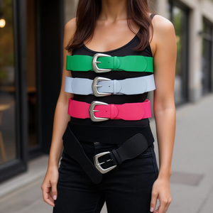 Ceinture élastique à boucle carrée de 6Cm pour femmes et hommes, ceintures à la mode avec boucle en métal, ceinture extensible, 240 pièces, couleurs assorties - Product Image 2