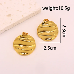 ต่างหูห่วงสแตนเลส304ชุบทอง18K สุดหรูสำหรับสุภาพสตรี1คู่ - Product Image 6