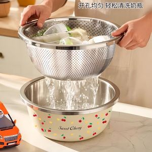 ชุดอ่างล้างขวดนมสแตนเลส Sweet Cherry ทนความร้อน พร้อมที่ระบายน้ำสำหรับครัว - Product Image 4