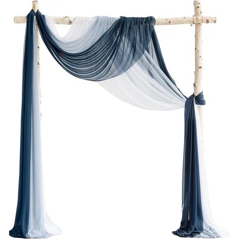Palmy tirai gorden sifon untuk pernikahan, tirai gorden latar belakang kain putih sifon untuk dekorasi pernikahan, langit-langit longgar