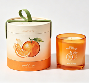 Emballage en tube de papier recyclable pour bougie parfumée, design personnalisé aux agrumes, impression quadricolore, produit ménager - Product Image 1