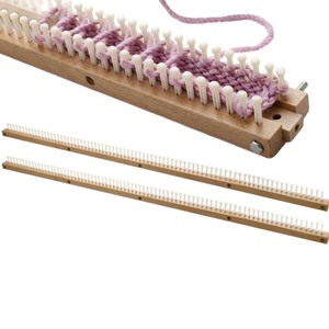 Kit de machine à tricoter les couvertures en bois, aiguille simple ou double, artisanat DIY pour débutants, thème nature, en bois massif - Product Image 3