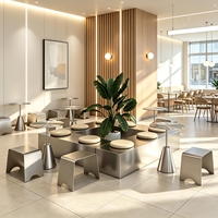 Ensemble de canapés et tables en acier inoxydable moderne, très demandé, pour café et salon de thé