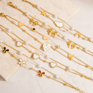 สร้อยคอแฟชั่นผู้หญิง ดีไซน์เก๋ ทันสมัย ทำจากสแตนเลสสตีลเคลือบทอง 18K สองชั้น ประดับจี้เดี่ยวหลากสีสัน ไม่ลอก ไม่ดำ ไอเดียของขวัญสุดพิเศษ - Product Image 1