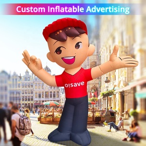 Modelo Inflable Personalizado de Dibujos Animados para Exteriores de 3 Metros, Inflable Publicitario, Niño Rojo Inflable con <span class=keywords><strong>Gorra</strong></span> de Béisbol para Publicidad Navideña - Product Image 1