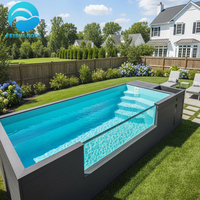 Piscine hors sol professionnelle en fibre de verre, grand spa jacuzzi de 40 pieds sur 20 pieds, construction étanche pour jardin et fitness