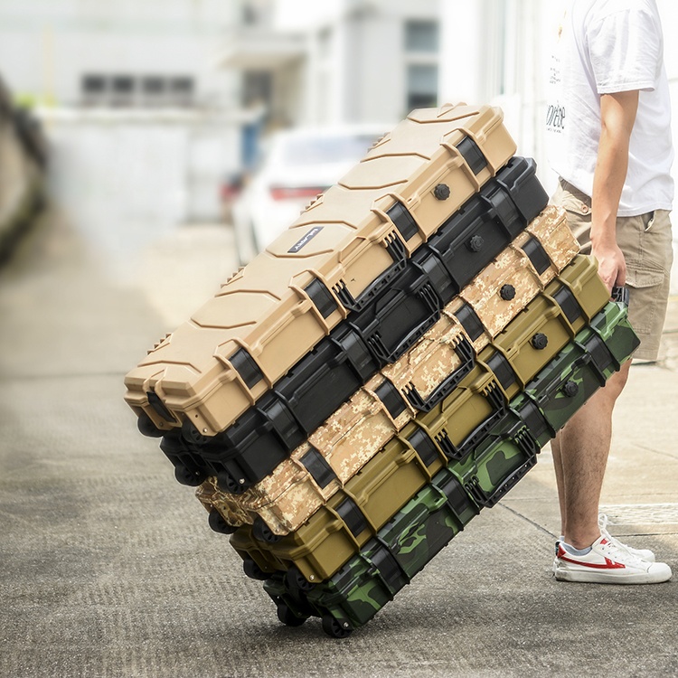 Блестящий светло-коричневый Штабелируемый футляр для страйкбола IP67 водонепроницаемый с колесиком самодельный пенопластовый жесткий пластиковый футляр водонепроницаемый пластиковый футляр