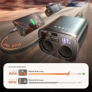 LISEN, recién llegado, adaptador divisor de encendedor de cigarrillos dual con cargador de coche retráctil de 90W <span class=keywords><strong>para</strong></span> iPhone, Samsung, <span class=keywords><strong>iPad</strong></span>, <span class=keywords><strong>AirPods</strong></span> - Product Image 6