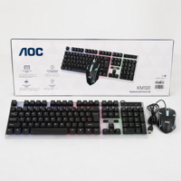 Kit Clavier Souris AOC KM100 Filaire USB 104 Touches ABS Rétroéclairé OEM Vente en Gros Prêt à Expédier Pour Café et Entreprises En Stock