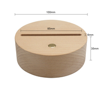 Base de lampe LED ronde en bois rechargeable par USB, avec variateur tactile, support en acrylique, alimentée par batterie, veilleuse