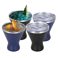 Vaso de acero inoxidable de doble pared de 10 oz, taza de Martini térmica con aislamiento al vacío, copa de vino con tapa, novedad