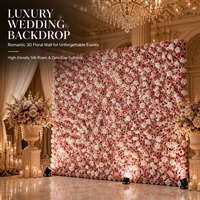 Mur de fleurs artificielles décoratif rose de 2,4 m pour mariage, idéal pour la décoration de magasins et centres commerciaux