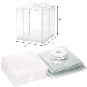 Boîtes à gâteaux de mariage transparentes blanches à fenêtre en relief pour pâtisserie, à usage unique, double couche, trois-en-un, pour anniversaire, 4, 6, 8, 10 pouces - Product Image 2