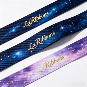 Ruban Gros-Grain Personnalisé à Imprimé Galaxie et Étoiles, Thème Spatial, en Polyester, pour Emballage Cadeau, Vente en Gros en Rouleau - Product Image 3