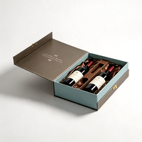 Caja de Regalo para Vino Doble Personalizada con Asa, Empaque de Cartón Reciclable para Presentación de Vino Premium