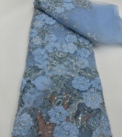Dentelle française scintillante, tissu en dentelle à sequins et perles éblouissants, matière de dentelle glamour pour robe de soirée, idéal pour les événements sur le tapis rouge