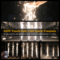 Machine à étincelles froides 650W, feux d'artifice froids, machine à fontaine d'étincelles avec contrôle DMX sans fil pour scène de mariage