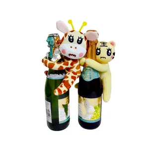Customization Hand Made New Design Animal Bottle Holder and Hanger Plush Tiger Giraffe