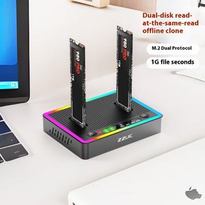 กล่องอะลูมิเนียมใส่ฮาร์ดดิสก์โปรโตคอลคู่ขยายได้สูงสุด4TB รองรับฮาร์ด <span class=keywords><strong>M</strong></span>.2 NVMe/SATA 2230/2242/2260/2280 - Product Image 4