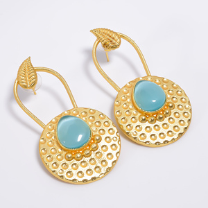 Girls Fashion 14k Gold Plated Brass Drop <b>Earrings</b> <b>Handmade</b> Trendy Gemstone Jewelry for Weddings Direct From the Exporter - Product Image 5