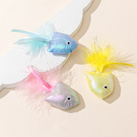 Jouet à mâcher en peluche pour chat, en forme de poisson, avec plumes et clochette, pour la dentition