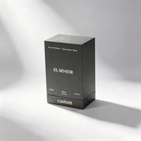 Boîte d'emballage en papier rigide noir de luxe de haute qualité, boîte cadeau pour parfum, logo imprimé personnalisé, doublure en éponge, laminage mat
