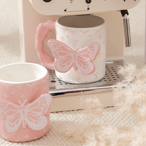 Taza de <span class=keywords><strong>Porcelana</strong></span> Creativa con Diseño de Mariposa <span class=keywords><strong>Rosa</strong></span>, 500 ml, Reutilizable, Linda, Moderna, Apta para Lavavajillas y Microondas, Regalo de Boda - Product Image 6