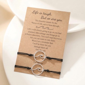 <b>Couple</b> <b>Bracelet</b> Stainless Steel Hollow Wave Adjustable Inspirational Gift for Women Jewelry - Product Image 1
