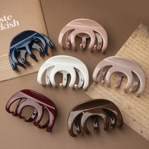 Pince à cheveux requin unie française, épaisse, brillante, irrégulière, en plastique, pour femme - Product Image 1