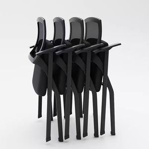 Silla de Conferencia de Malla con Reposabrazos Ajustables, Silla para Capacitación y Reuniones con Asiento Acolchado y Patas Metálicas, Asiento de Oficina - Product Image 4