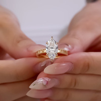 Bague de fiançailles solitaire en or massif 10K/14K/18K avec diamant de laboratoire certifié IGI, taille marquise 2 carats, gravée sur mesure, style vintage