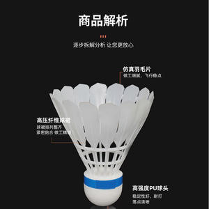 Volant de badminton en nylon Ztc558, plume simulée, durable, pour l'entraînement et les compétitions sportives - Product Image 3