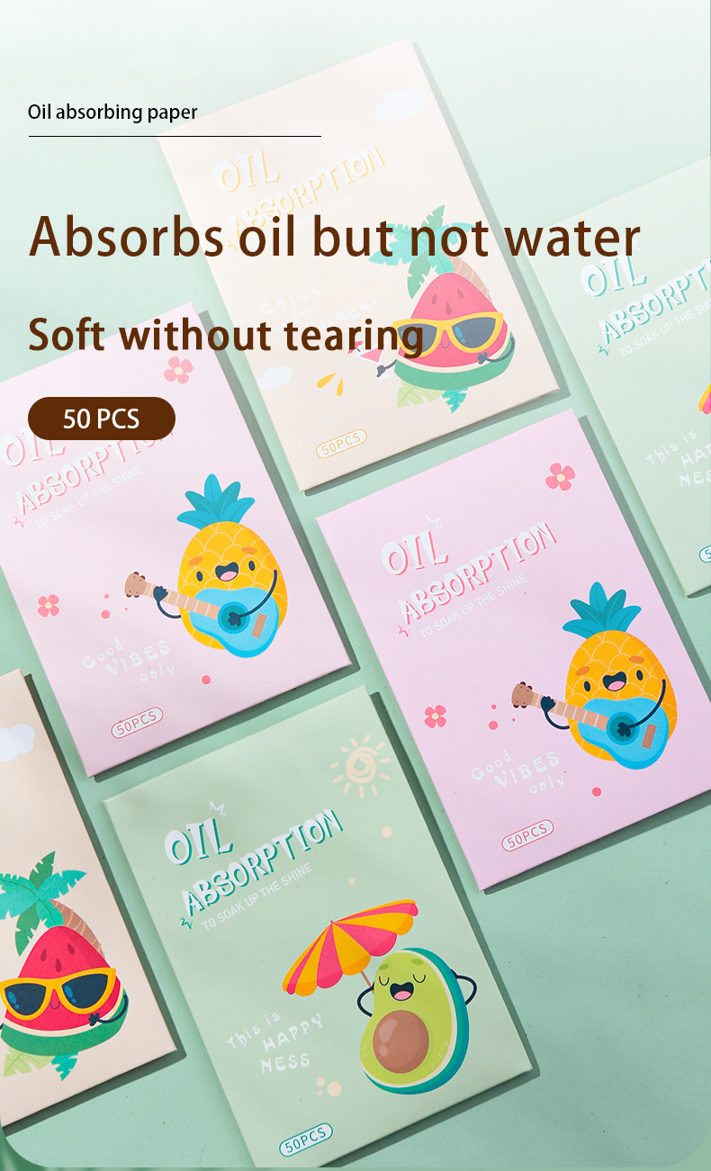 50pcs Portable Custom Logo Pocket Oil Blotting Paper Oil Absorbing Facial Clean Refreshing Face Oil Absorbing Paper Sheet SY002