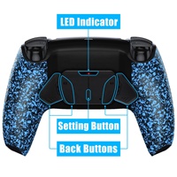 Kit de remap RISE4 V3 bleu texturé remappable pour contrôleur PS5 BDM050, carte de mise à niveau et coque arrière redessinée et 4 boutons arrière