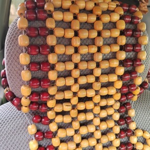 Coussin de siège de voiture en perles de bois Chengyuan 40x88x26x23, respirant, en bois d'hinoki, beige avec bordure rouge - Product Image 3