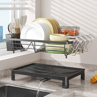 Petit support de rangement multifonctionnel en métal résistant à la rouille pour le séchage de la vaisselle Porte-gobelet Egouttoir Comptoir d'évier de cuisine peu encombrant