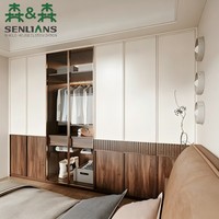 Armoire de chambre contemporaine personnalisable et durable avec portes battantes, résistante à l'humidité, étagères réglables, facile à assembler