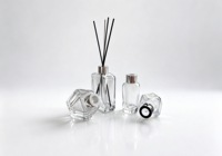 Flacon diffuseur élégant en verre transparent 50ml 100ml 150ml vide pour parfum et arômes avec bouchon métallique pour la décoration intérieure