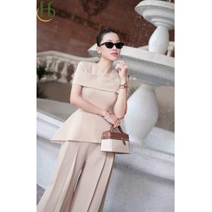 Pantalones Anchos de Cintura Alta para Mujer, Estilo Vietnamita, Plisados, Casuales, de Verano, de Secado Rápido, Poliéster y Spandex - Product Image 4