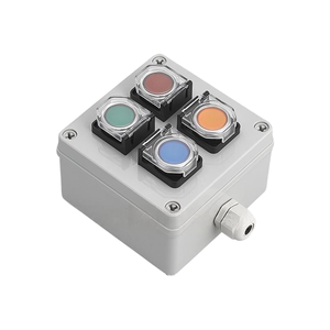 Boîtier de boutons à réinitialisation automatique à 4 voies avec couvercle de protection, station de contrôle industrielle à double rangée résistante aux intempéries IP65, boîtier de boutons - Product Image 1