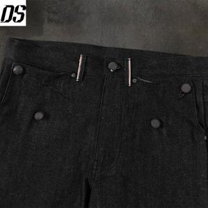 Jeans pour hommes OEM de haute qualité en denim japonais selvedge slub (charbon) avec patchwork à carreaux sur le devant - Product Image 4