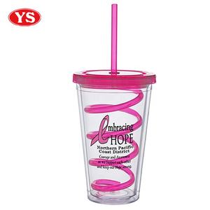 डबल दीवार 16oz. प्लास्टिक घुंघराले पुआल गिलास - Product Image 5