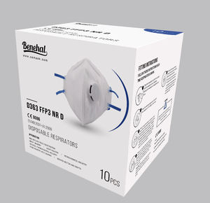 Masker <span class=keywords><strong>Respirator</strong></span> Sekali Pakai FFP3 NR D Lipat Datar dengan Katup, Bersertifikasi CE, Lolos Uji Dolomit, Bersertifikasi EN149, Perlindungan dari Debu - Product Image 5