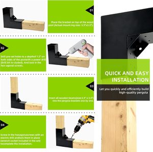 Support de pergola en L 4x4 pouces, support de menuiserie à 2 voies pour structures en bois intérieures et extérieures - Product Image 2