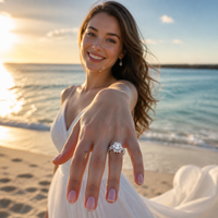 Bague en Moissanite Ovale 1 carat Couleur D VVS, en Argent Sterling S925 Plaqué Rhodium, Coupe 3EX, Bijou de Mariage ou de Fiançailles pour Elle, Certifiée GRA