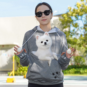 Hooded <b>Pet</b> <b>Carrier</b> Sweatshirt With Large Front Pocket For Dogs And Cats Casual Winter Wear Full Sleeve Jersey Fabric - Product Image 3